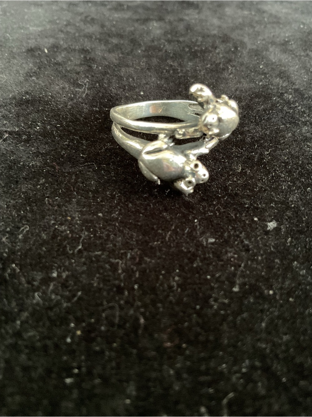Sterling Silver Double Frog Ring